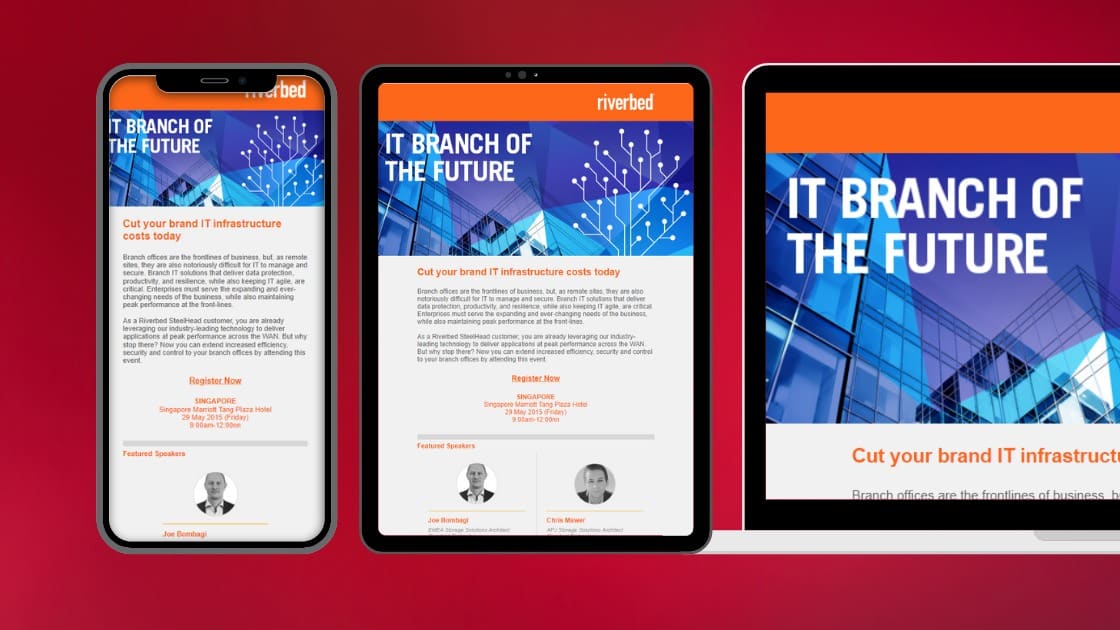 Event Landing Page and Invitation eDMs for Riverbed “IT Branch of The Future”