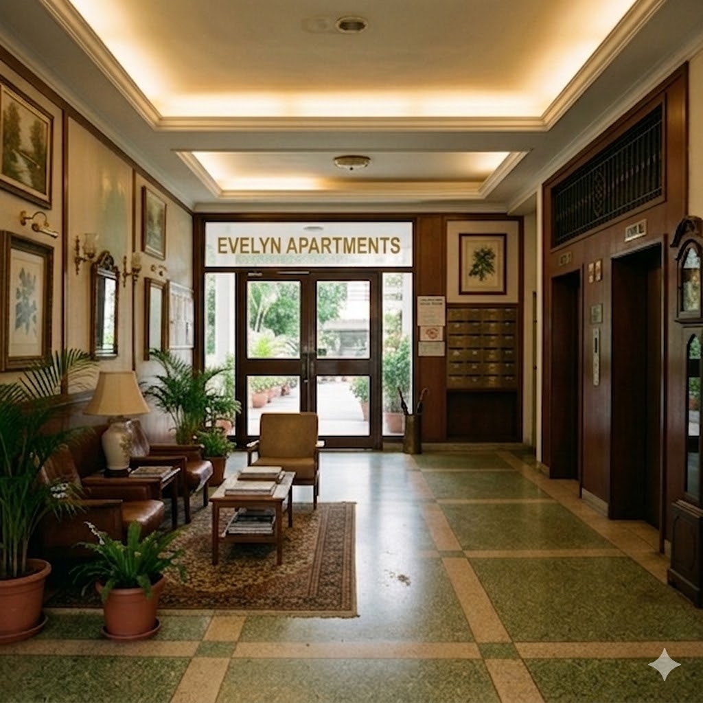 Above: The lobby of "Evelyn Apartments" that requires renovation
