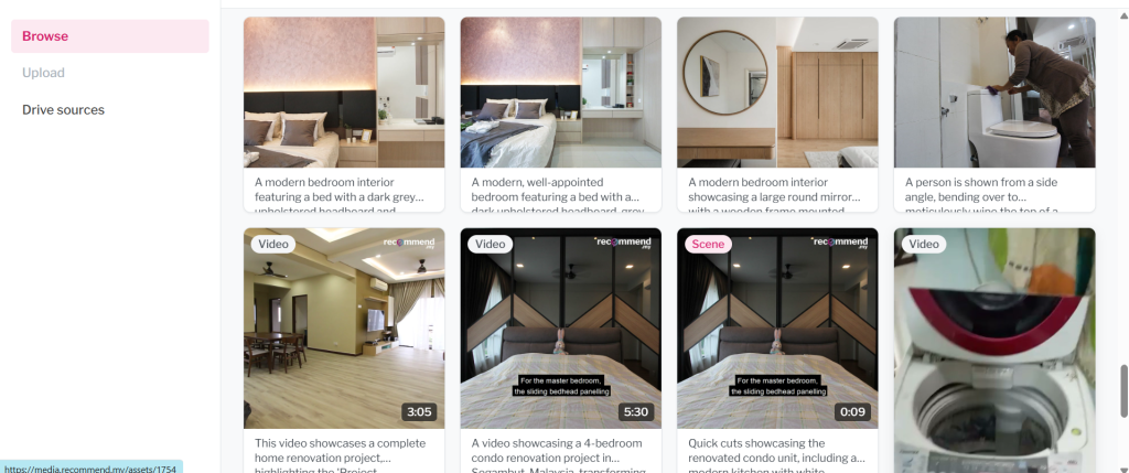 Above: VIdeos and images are now catelogued, searchable and downloable for easy import to video editors