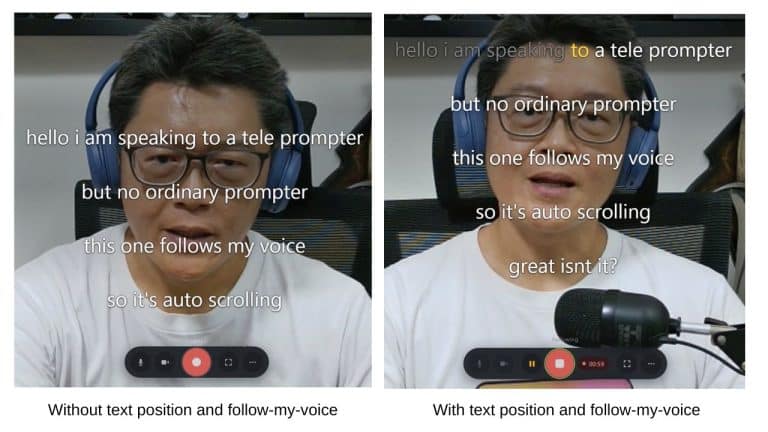 teleprompter tool with follow voice
