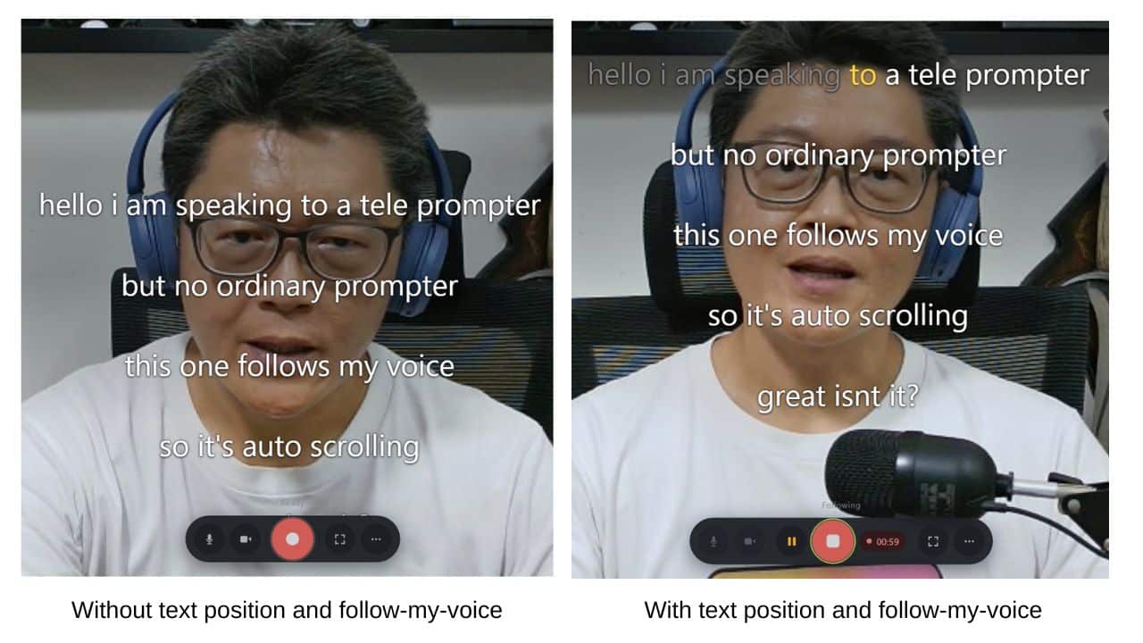 teleprompter tool with follow voice